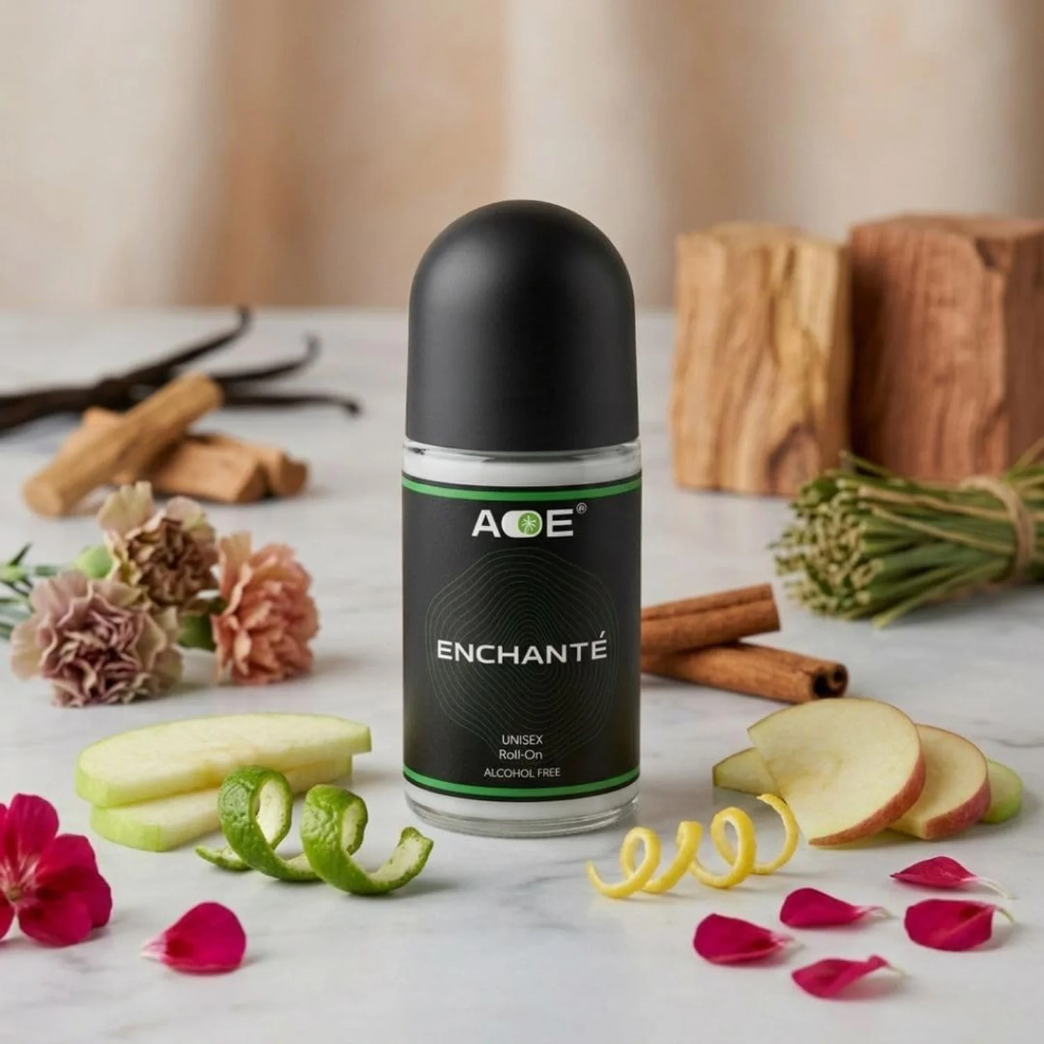 AOE Enchante Green - Ingredients Flat Lay